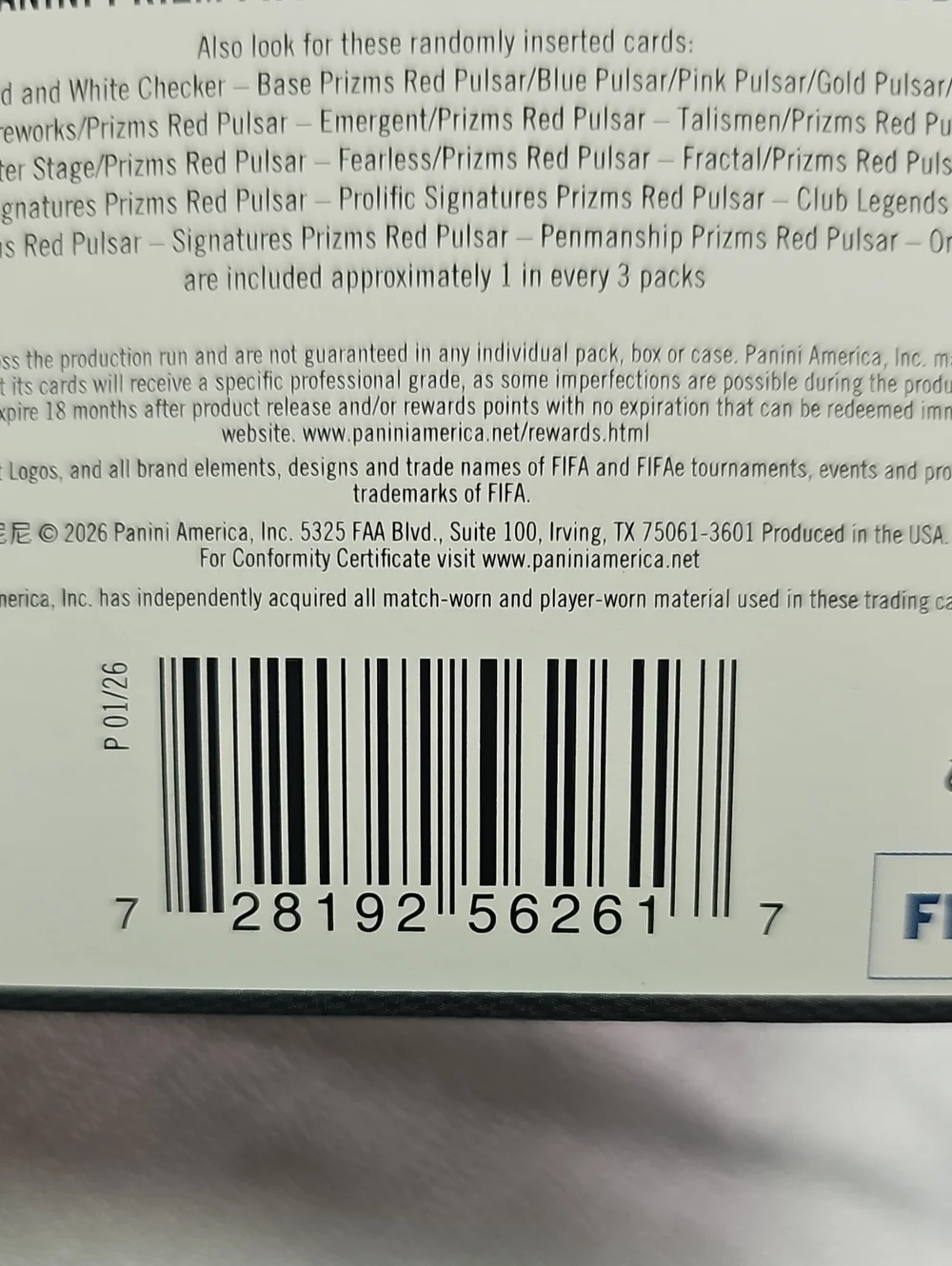 Panini Prizm FIFA Soccer 2025-26 (Lot of 2 Packs) 4 Cards Per Pack Sealed New